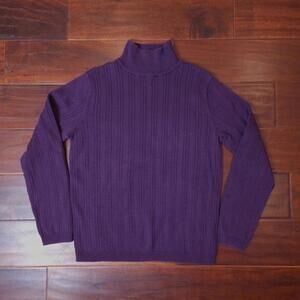 Hasting & Smith Purple Mock Turtleneck Ribbed Pullover Sweater Ladies Small